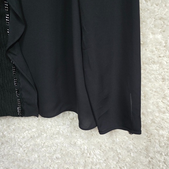 St John Blouse Womens 10 Black Silk Double Georgette Long Sleeve Luxury Preppy - Picture 2 of 13